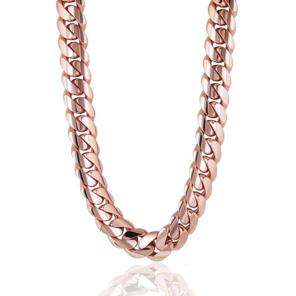 Wholesale Stainless Steel Mens Cuban Link Chain Necklace 14k Rose Gold Thick Miami Cuban Chain