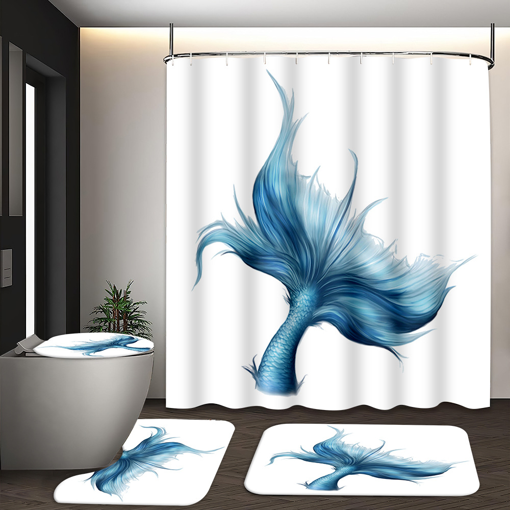 YL-37559 Hot selling digital printed shower curtain animal waterproof, mildew-proof and moisture-proof bathroom dry and wet separation curtain