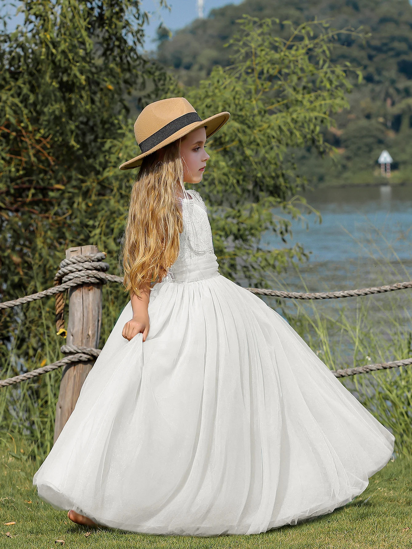 Lace Kids Prom Flower Girl Wedding Dress Ball Gown Tulle Cute Formal Princess Pageant Girls Party Dress 251023