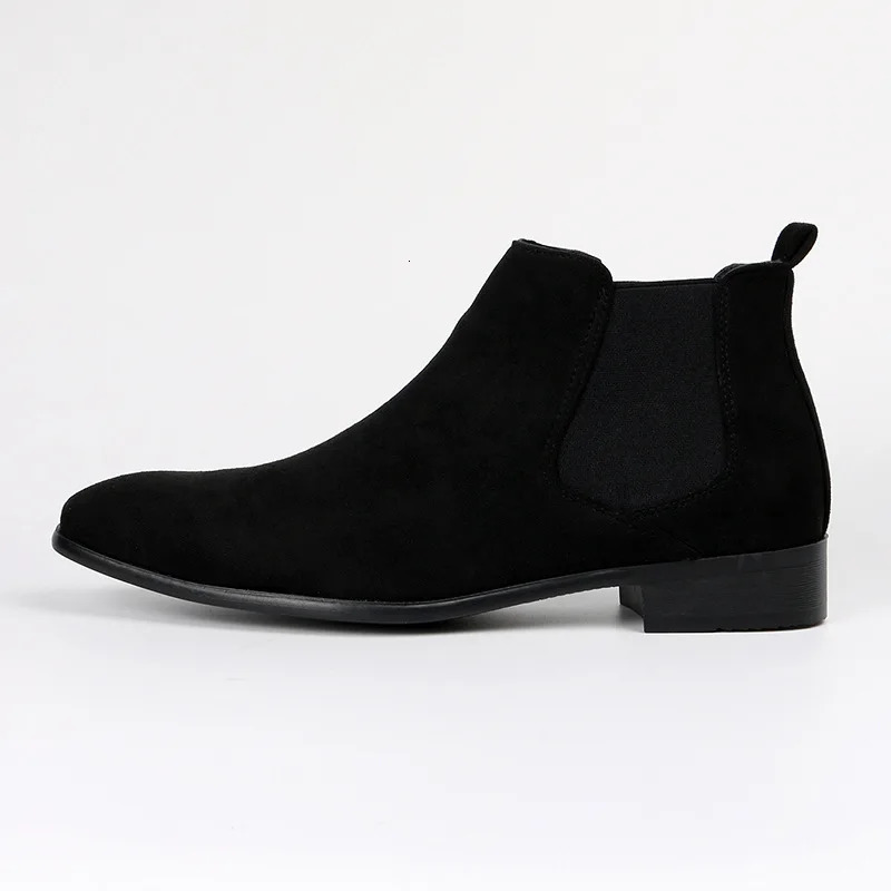 Mens frosted suede Chelsea Boots square toe mens autumn shoes with stylish mens ankle boots large size 48 D610 251023