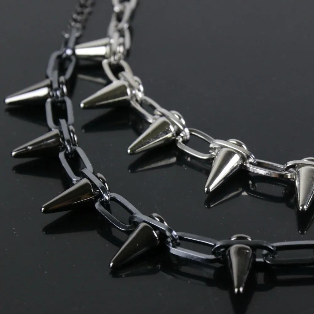 Hip Hop Black Alloy Rivet Men Necklace Punk Metal Choker Neogoth Fashion Jewelry Trendy Accessories 251023