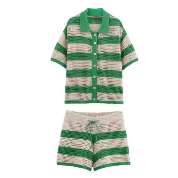 Women's Sweaters Women Lapel Slim Tops Ladies Buttons Stripe Sexy V Neck Short Sleeve POLO Neck Knit Cardigan Sweater Women 231009