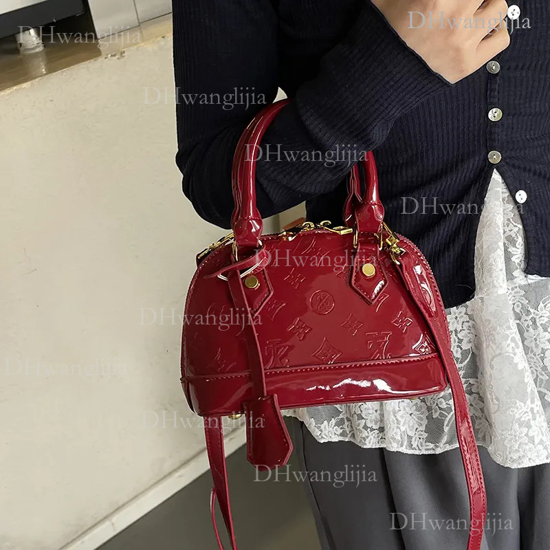 DHGM Trendy Red Shoulder Bag 2025 - Glossy Shell Clutch Crossbody Purse for Women dh4300051
