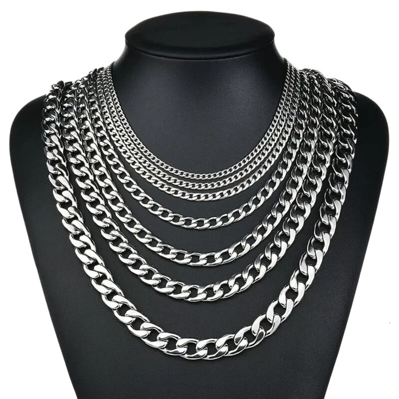 YQ 316L Stainless Steel Cuban Link Chain Necklace For Men Jewelry Accessories Neck Chains Male 3MM10MM Wide 251013