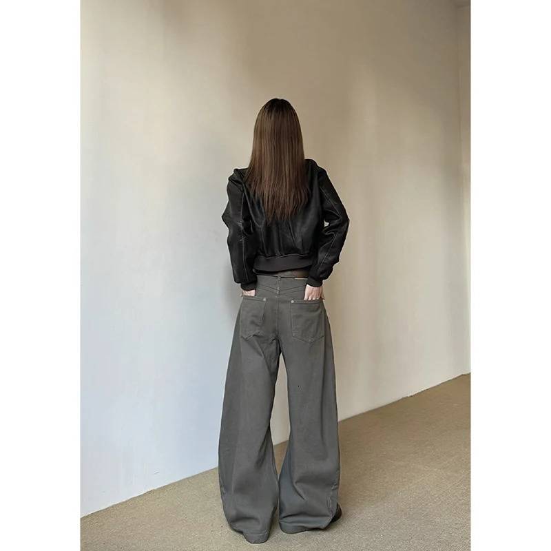 American Vintage 2000s Style High Waist Camel Jeans Pants Spring Fashion Womens Baggy Y2K Wide Leg Denim Trouser Female Clothes 251023