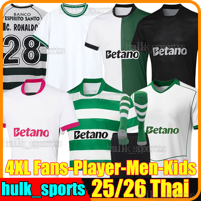 4XL Sporting CP 25/26 3rd soccer jerseys Lisboa CR7 SUAREZ TRINCAO GENY PEDRO G. QUENDA GENY BRAGANCA MORITA football shirts retro 2001 03 men kids kits socks set