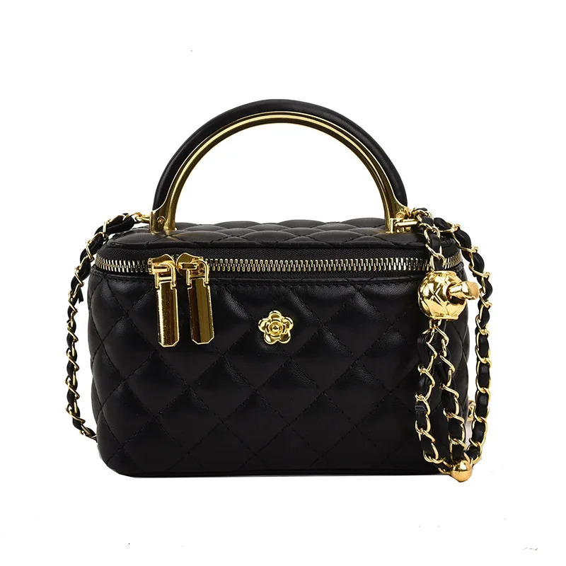 Quilted Shoulder Bag for Women PU Leather British Style Handbag Ladies Chain Crossbody Bags Female Small Square Pocket 251018