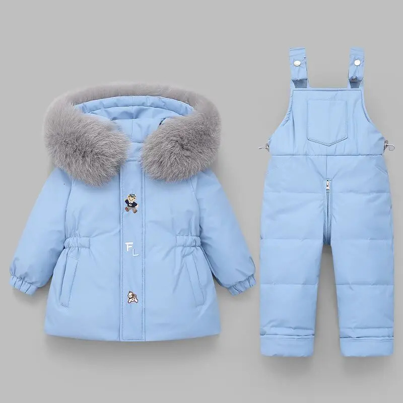 Parka Real Fur Hooded Boy Baby Overalls Girl Clothes Winter Duck Down Jacket Warm Kids Coat Child Snowsuit Snow Clothing Sets 251023