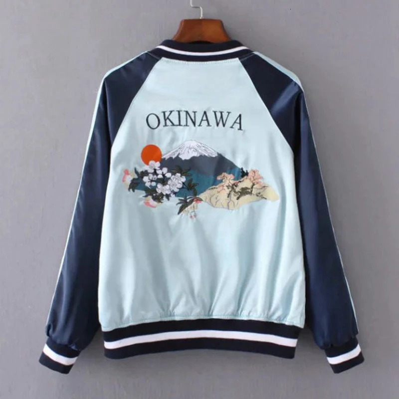 Sukajan Tiger Embroidered Women Bomber Baseball Jacket Japan Harajuku Female Coat Sukajan Girls Clothing Two Sides Wear 251023