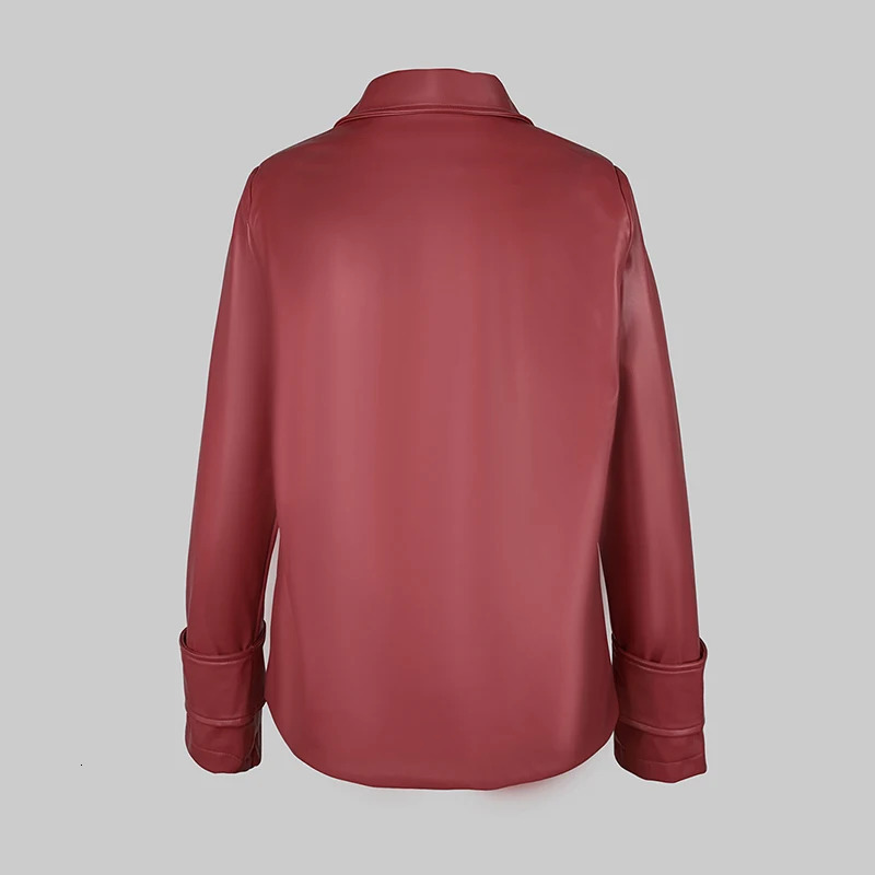 Modigirl Autumn Winter Red Faux Leather Jackets Women Outwear Long Sleeves PU Leather Short Coats Outwear for Female 251020