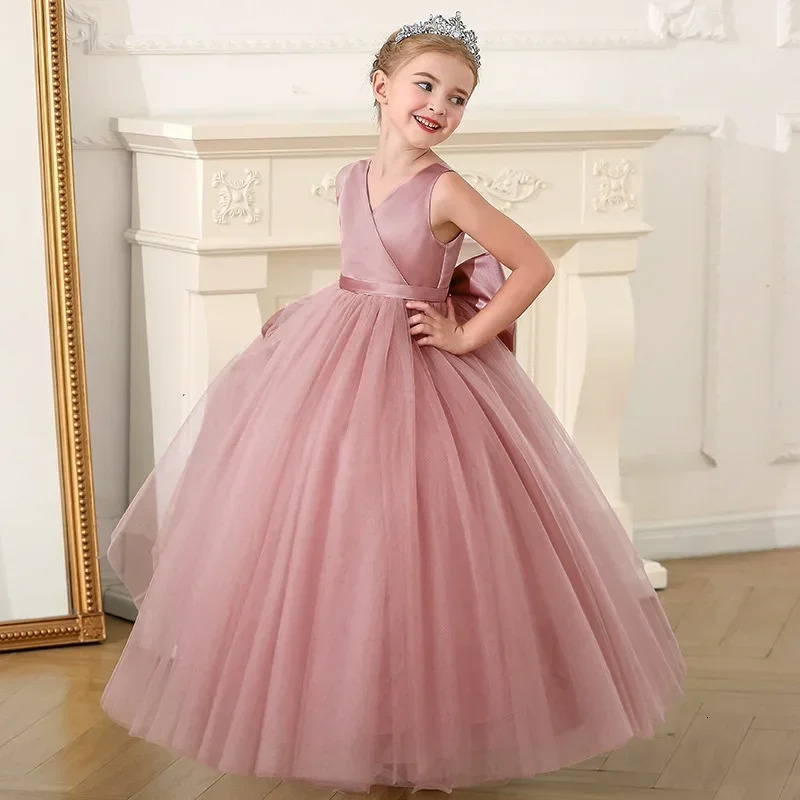 Summer Elegant Teenage Girls Evening Party Formal Prom Long Gown Kids Backless Birthday Wedding Princess Dress for Girls 514Yrs 251023