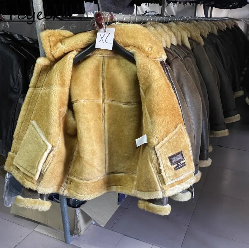 Tcyeek Real Leather Jacket Men Winter Jackets Fashion Genuine Sheepskin Wool Coat Male Slim Fit Short Fur Coats Chic Streetwear 251014