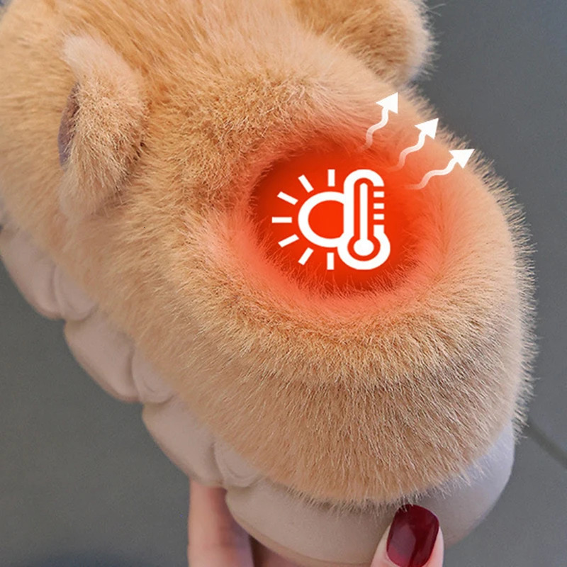 Capybara Childrens Winter Cotton Slippers Boys Girls Cartoon House Slippers Non Slip Comfortable Soft Sole Plush Slippers251020