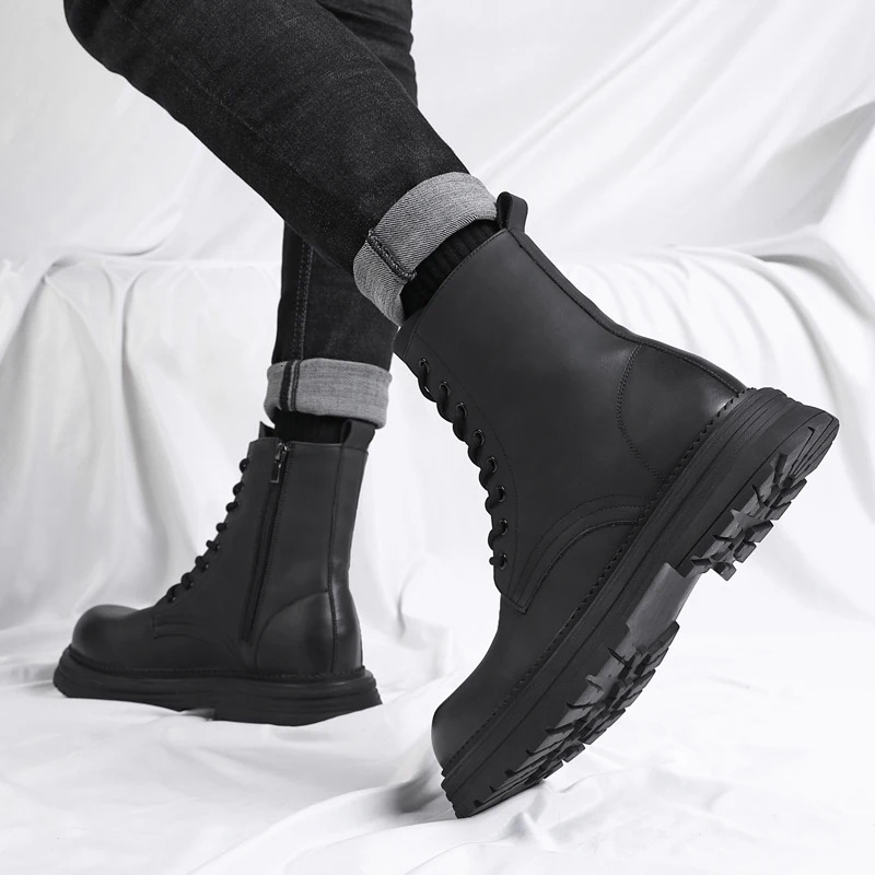 VIPOL Mens fashionable outdoor business boots hightop casual shoes multifunctional leather motorcycle boots 251023