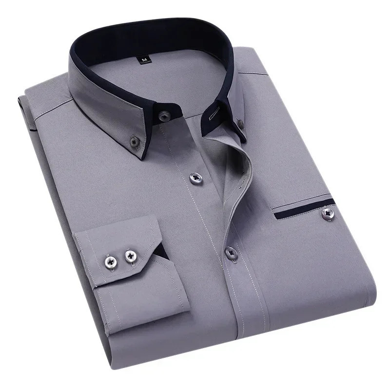Quality Men Shirt Long Sleeve Twill Solid Striped Dress Business Office Casual Shirt Slim Fit Man Dress Shirts 251023