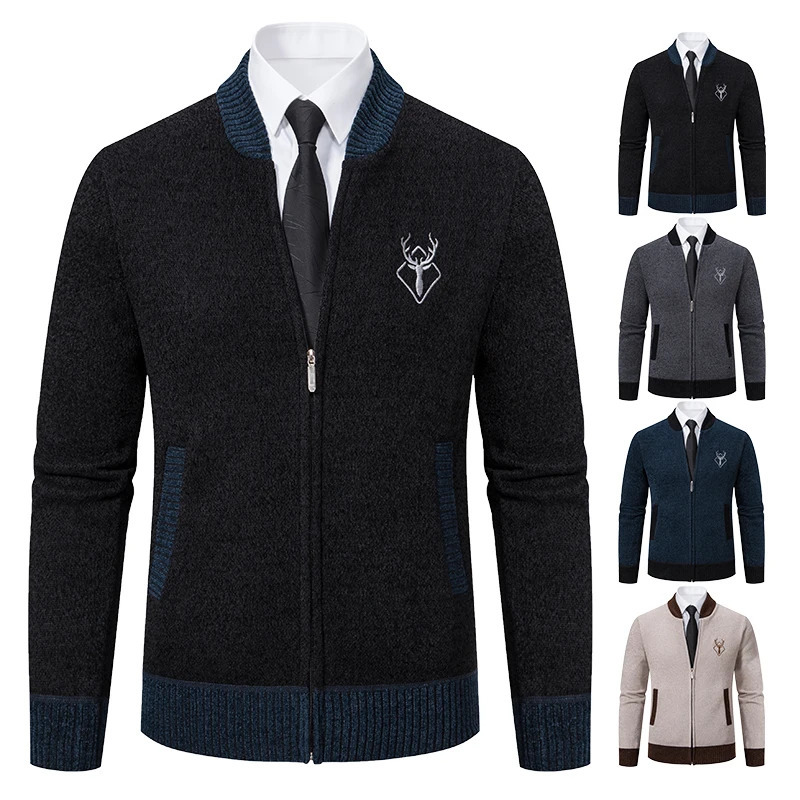 Sweater Cardigan Knitted Mens Clothing Korean Style Long Sleeve Fleece Warm Overcoat Baseball Jumper Wool Sweatercoat 251020