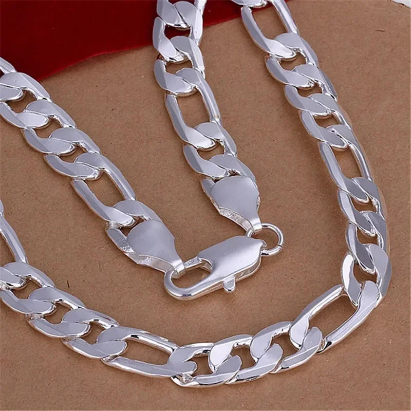 Solid 925 Sterling Silver Necklace For Men Classic 12mm Cuban Chain 1830 Inch Charm High Quality Fashion Jewelry Wedding 251013