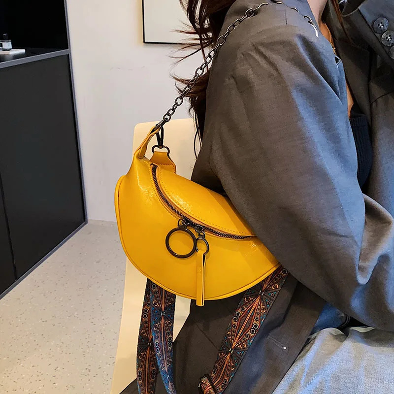 Fashion Saddle Waist Bag Fanny pack Leather Female Belt Bags Chain Handbag Purse Woman Retro Shoulder Crossbody Chest Bag 251023