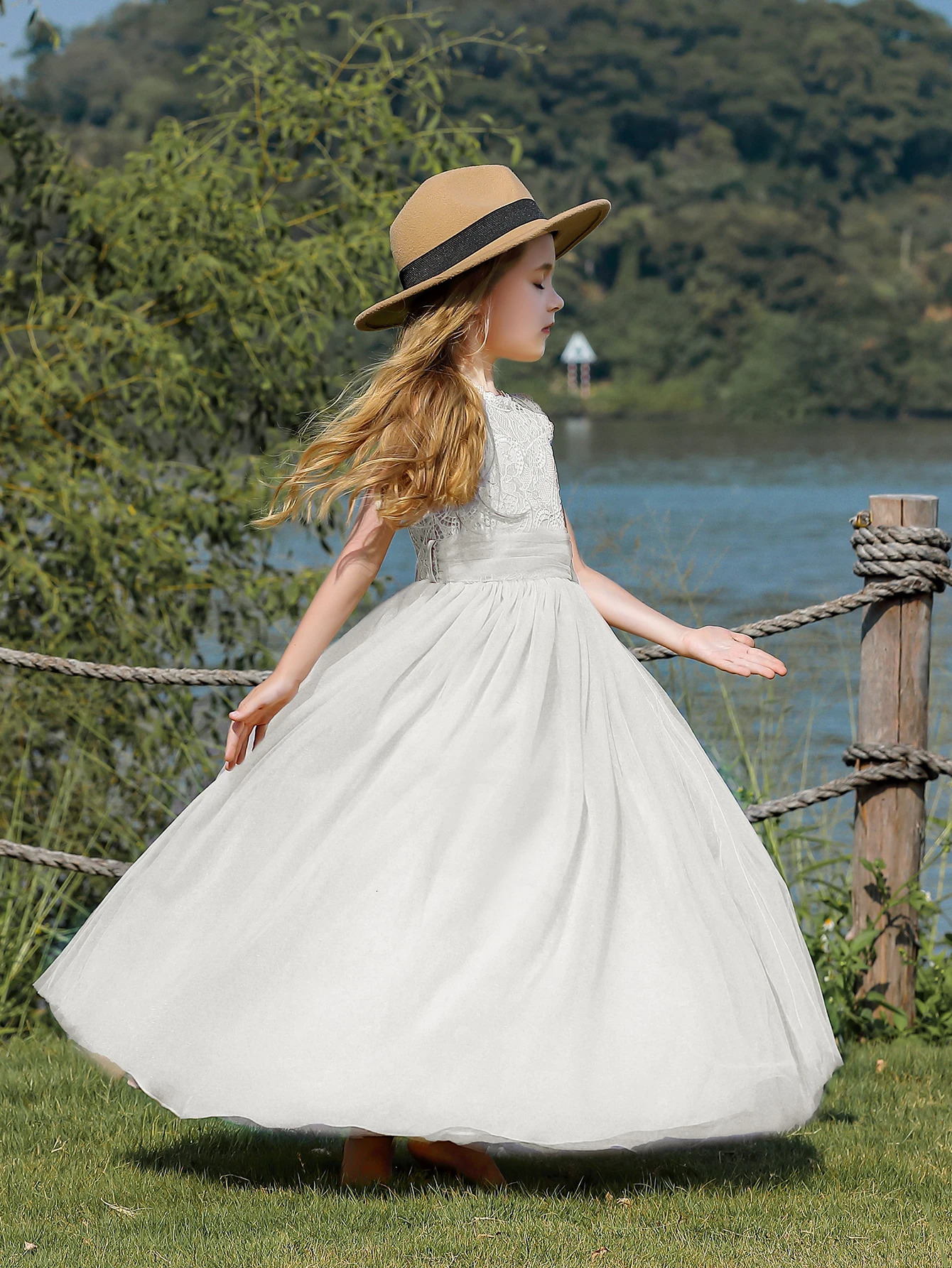 Lace Kids Prom Flower Girl Wedding Dress Ball Gown Tulle Cute Formal Princess Pageant Girls Party Dress 251023