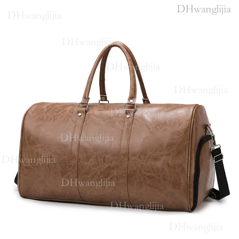 DHGM Luufan Crazy Horse Genuine Men Real Leather Travel Duffel Vintage Big Weekend Bag Male Luuage Handbag Duffle 9791