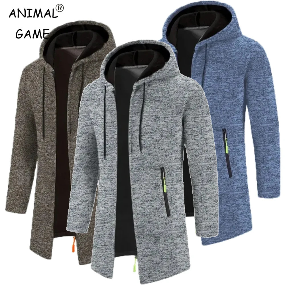 Mens Long Sleeve Hooded Sweater for Men Zipper Sweatshirts Oversize Streetwear Warm Solid Color Autumn Jacket Hoodie Men 251023