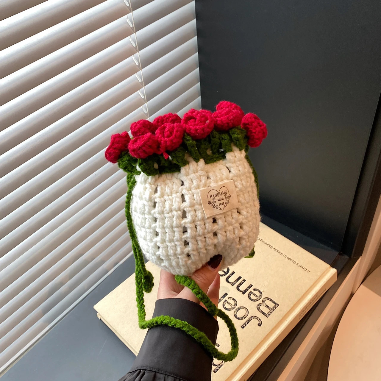 2025 Summer Collection Rose Bouquet Knitted Bag Forestinspired Bohemianchic n CrossbodyShoulder Woven for Wom 251018