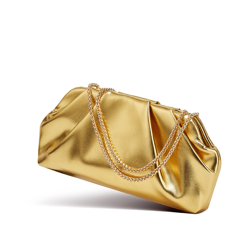 Luxury Brand Designer Bag Pleated Cloud Bag For Women New Trendy Fashion Silver Handheld Small Square Bag Versatile Ins Chain Crossbody Bag