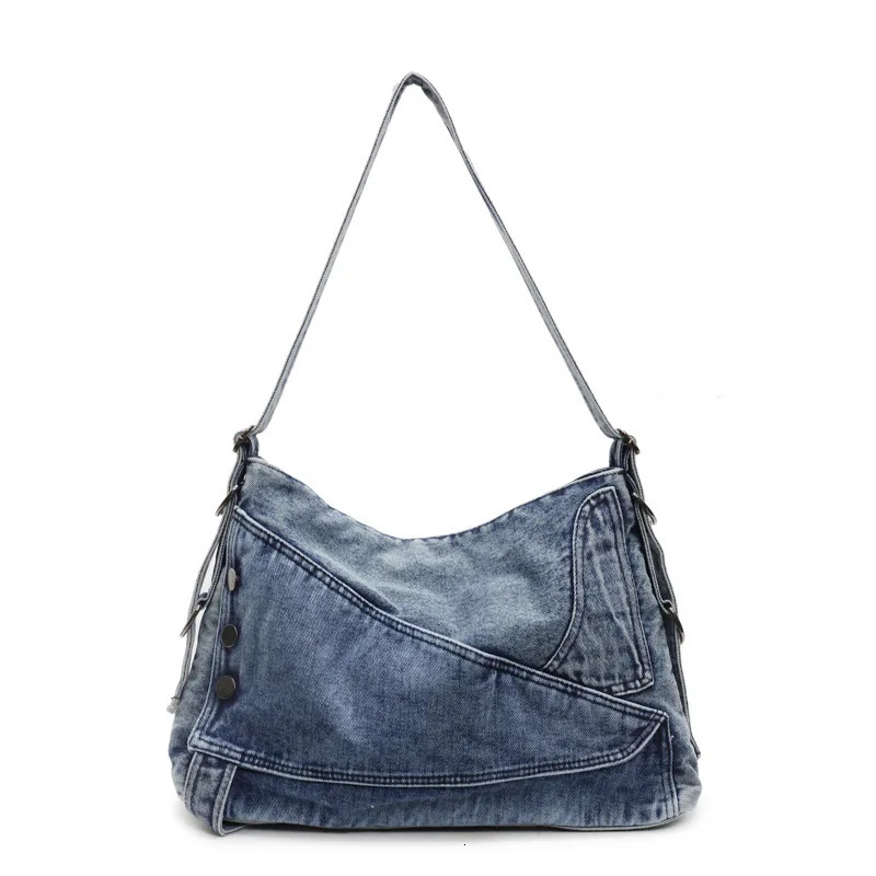 2025 Womens Denim Tote Bag Retro Crossbody Shoulder with Large Capacity for Work Commute Fashionable Handbag 251018
