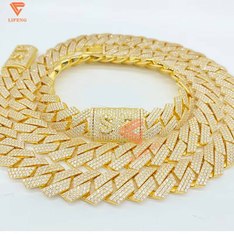 Rose Gold Plated Iced Out Chain 15mm 925 Sterling Silver Pass Diamond Tester Hip Hop Jewelry Vvs Moissanite Cuban Link Chain