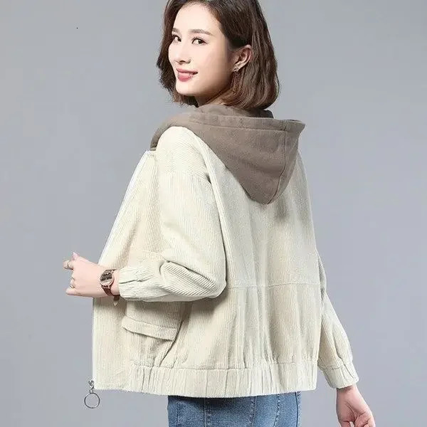 Loose Fit Corduroy Short Jacket Womens Autumn Of The Season Style Korean Version plus Size Coat Top Casual 251015