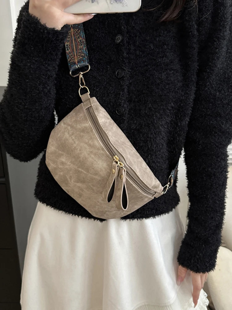Retro Wide Shoulder Womens Chest Bag Fashion Casual Armpit Crossbody Bag Simple Shoulder Bags for Women 251023
