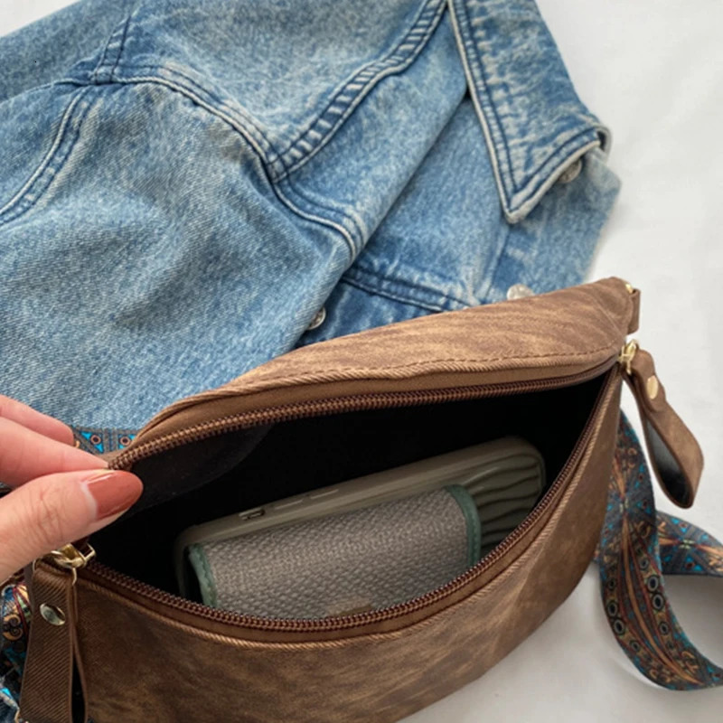 Stylish Hobo Solid Color Satchel Chest Bag Womens PU Leather Waist Bags Wide Strap Fashion Fanny Shoulder Pack 251023