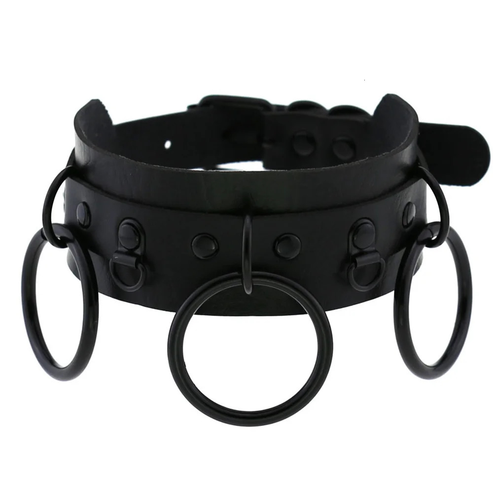 Gothic Double Layer PU Leather Collar Vintage Black Color Metal Circle Choker Necklace For Women Vintage Sexy Jewelry 251023