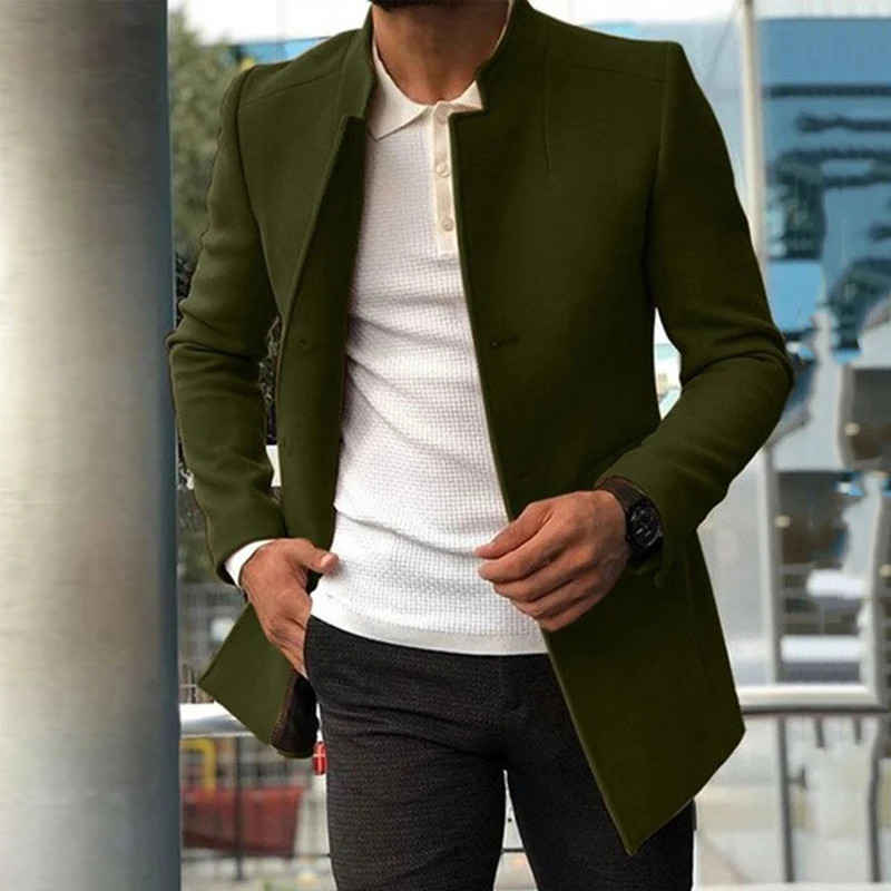 Mens Windbreaker Coats Business Casual Wool Blends Jackets Men Autumn Winter Fashion Stand Collar Vintage Outwear Man Clothing 251017