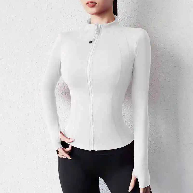 Spring Autumn Ladies Tights Yoga Cardigan Jacket With Pocket Nude Zipper Yoga Jackets L251025