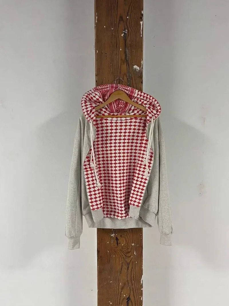 Y2K Fashion Oversized Doublesided Plaid Sports Hoodie Women Harajuku Hip Hop Casual Couple Sports Zipper Plaid Sweater 251023
