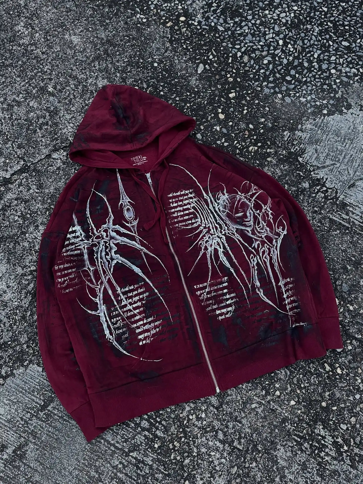 Hip Hop Gothic Punk Geometry Graphic Print Oversized Zip Up Hoodie Harajuku Y2K Streetwear Sweatshirt Men Retro Casual Jacket 251020