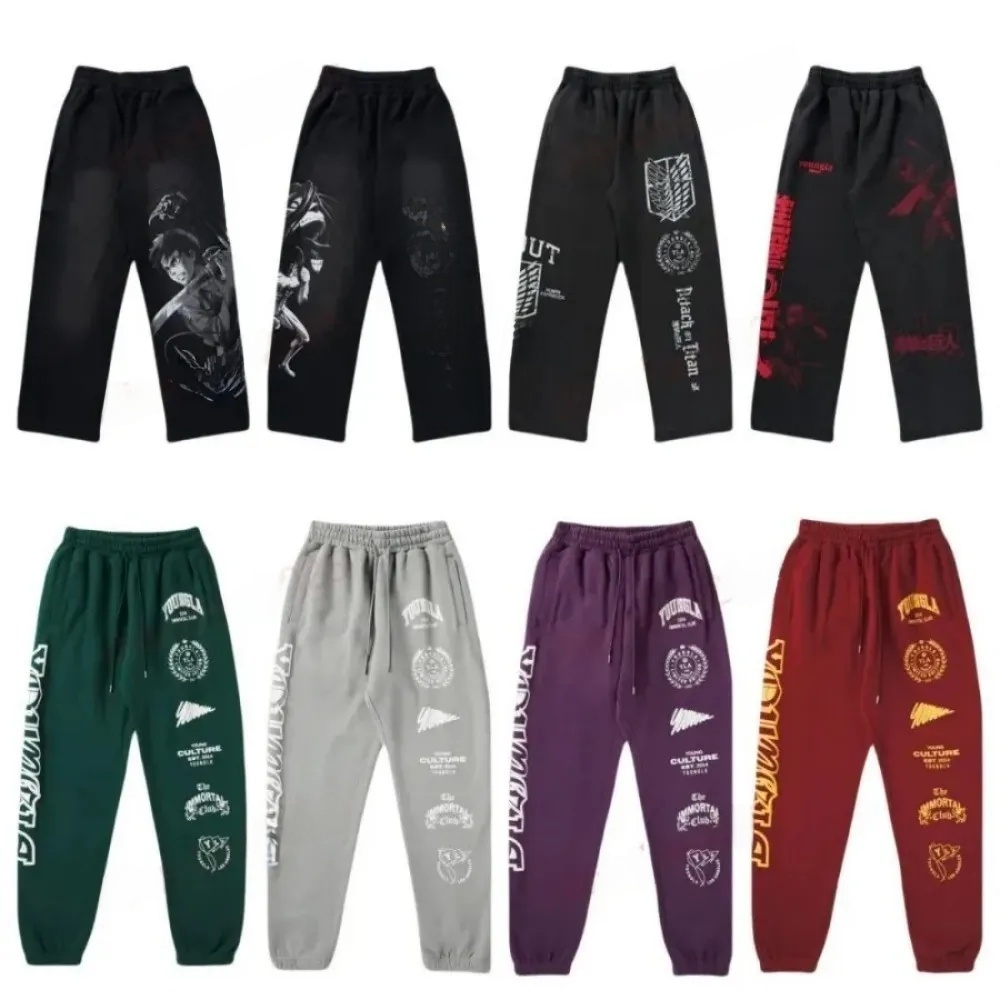 Men's Pants Mens Jeans YOUNG LA American Fashion Brand High Street Sweatpants Jogger Gym Sports Fiess Casual Straight Leg Slacks