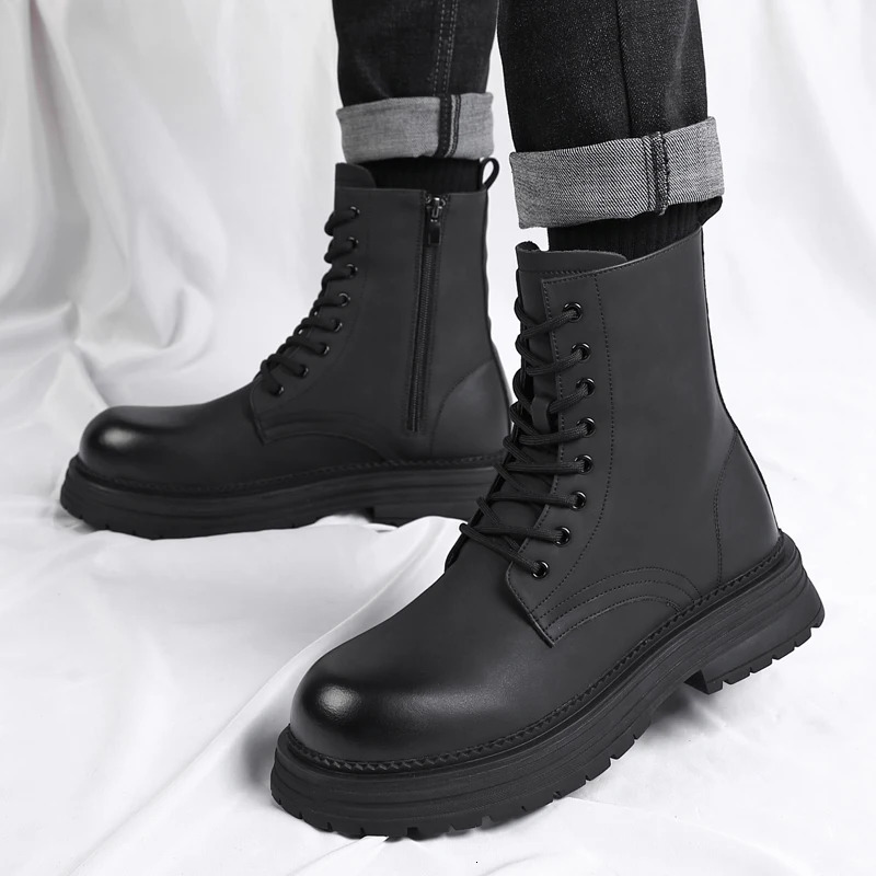 VIPOL Mens fashionable outdoor business boots hightop casual shoes multifunctional leather motorcycle boots 251023