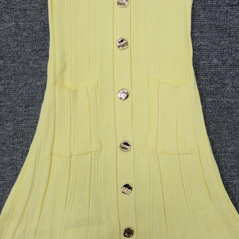 Winter Knitted Dress Women 2025 Long Sleelve Ruffles Single Breasted Long Dresses Female Party Fashion Sweater Vestidos 251023