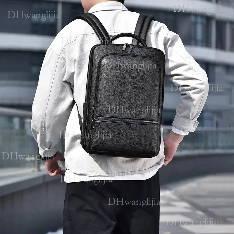 DHYMX Fashion Mens PU Leather Backpack USB Charging Executive Briefcase designer bag Travel Laptop Office Business Casual Back Pack Bag o240829