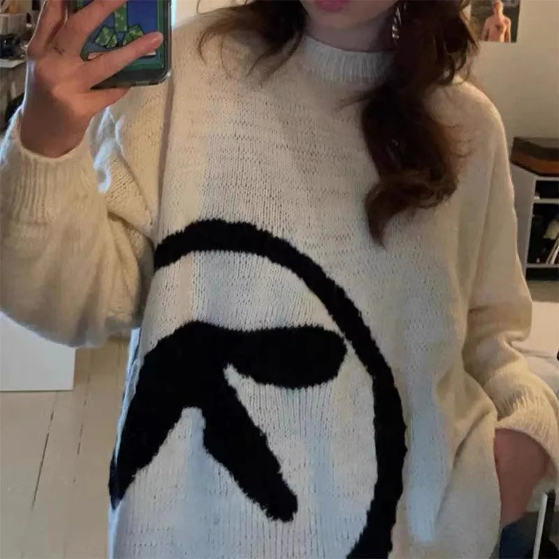 Punk Mens Knit Streetwear Aphex Twin Sweaters Hip Hop Winter Casual Harajuku Clothes Pullover Goth Vintage Tops Y2k Jumper Coat 251020