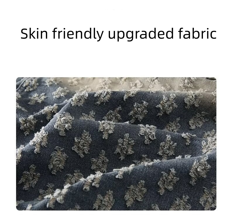 Men's Denim Washed Jacket Jacquard Pattern High street Loosen Fit Vintage design Coats COTTON Jackets Tops Males Casual Winter Clothes Asian Size