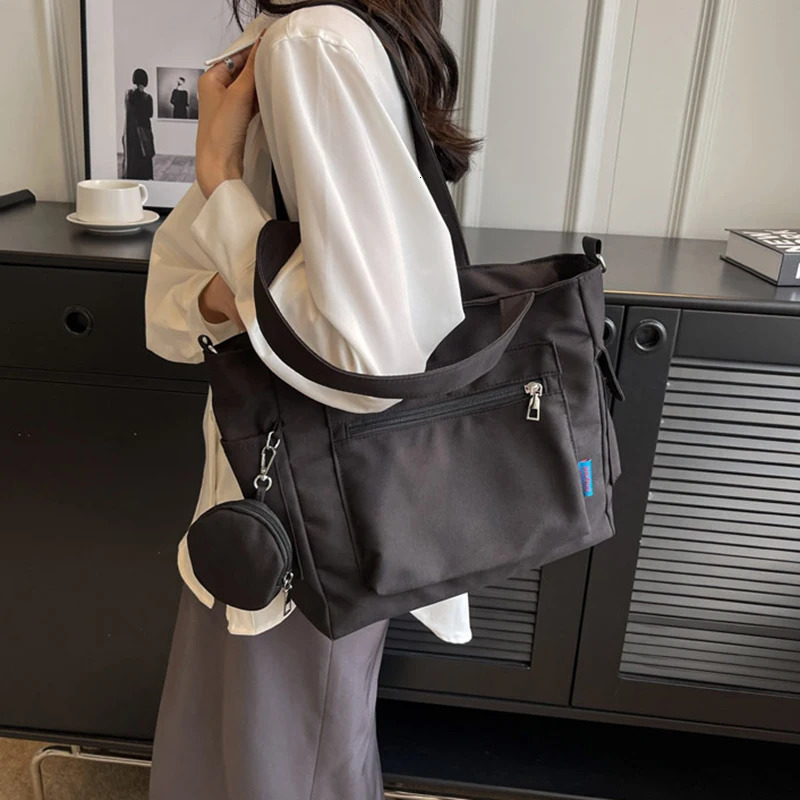 1pcs shoulder Large Capacity Unisex Tote Bag With Coin Purse School Student Schoolbag Casual Crossbody Shoulder 251018