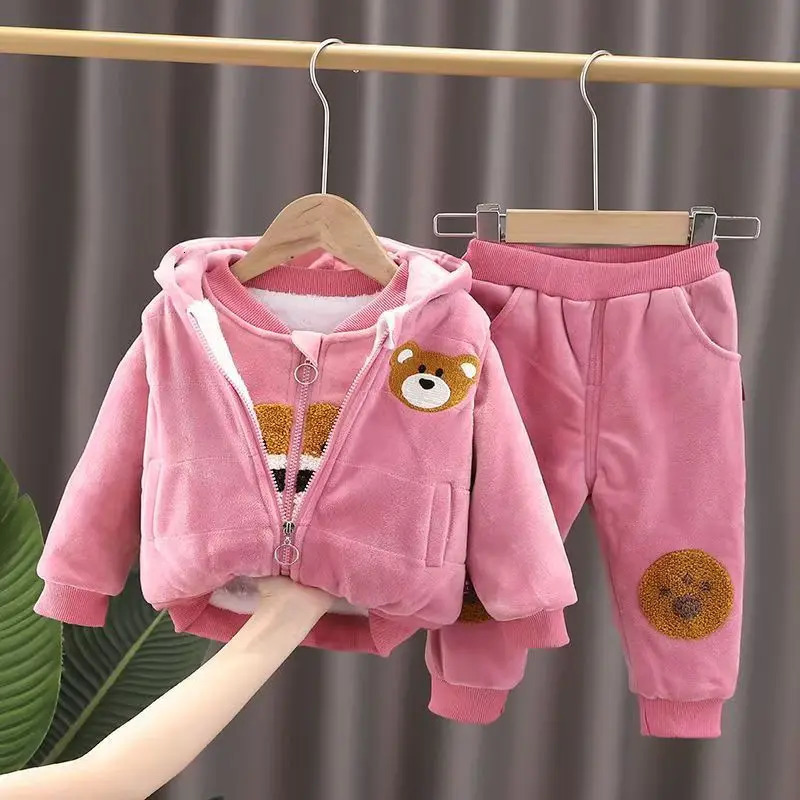 Baby Boy Warm Sets Kids Winter JacketsPants 3Pcs Outfits Children Autumn Hooded Suits Girls Casual Fashion Fleece Clothes 251023