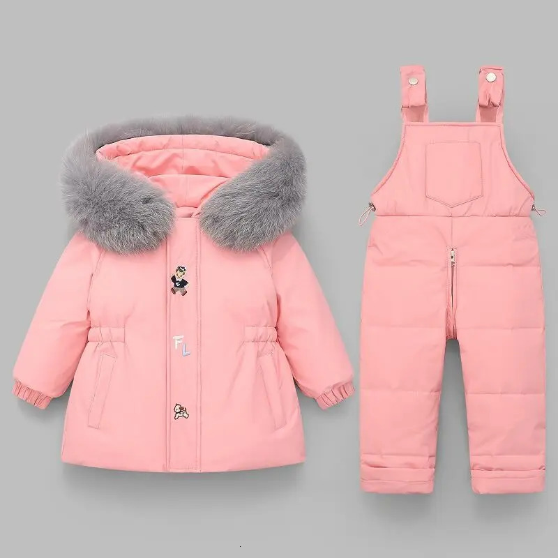 Parka Real Fur Hooded Boy Baby Overalls Girl Clothes Winter Duck Down Jacket Warm Kids Coat Child Snowsuit Snow Clothing Sets 251023