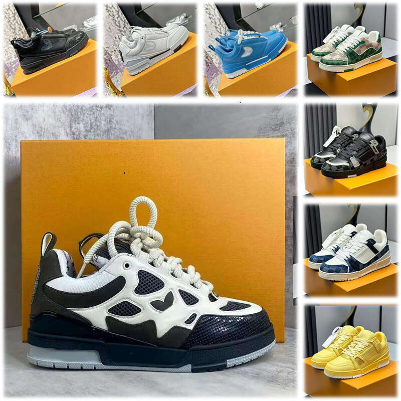 Skate Shoes Designer Men Women Sneakers Casual High Quality Fashion Running Lace-up Low-top Sport Breathable ly leather flower vuittonshoes lvs Trainers d4b