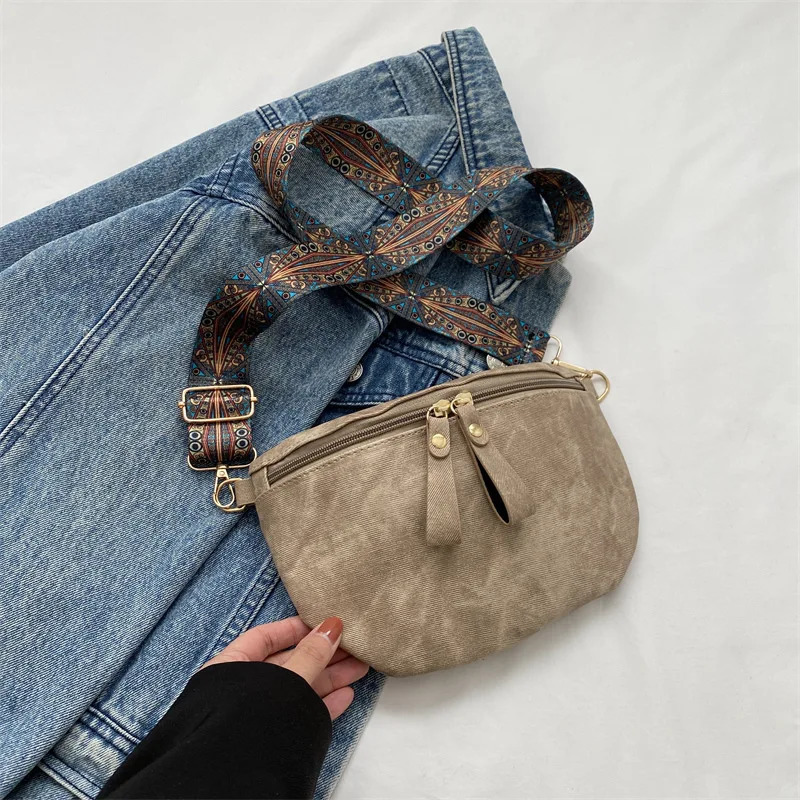 Retro Wide Shoulder Womens Chest Bag Fashion Casual Armpit Crossbody Bag Simple Shoulder Bags for Women 251023