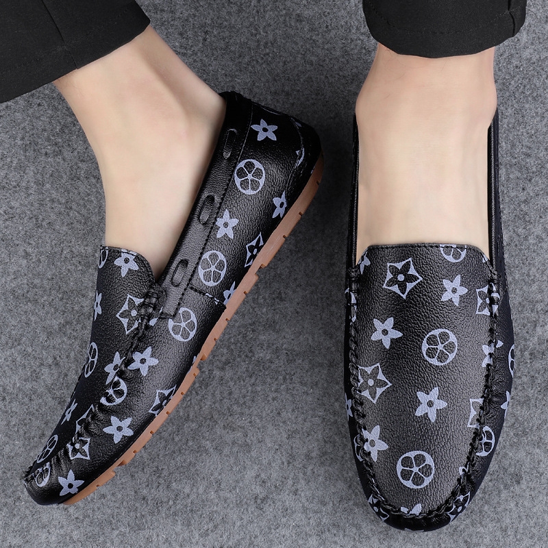 Free shipping autumn new men's leather shoes cowhide oversized casual shoes men's black white brown 37-45