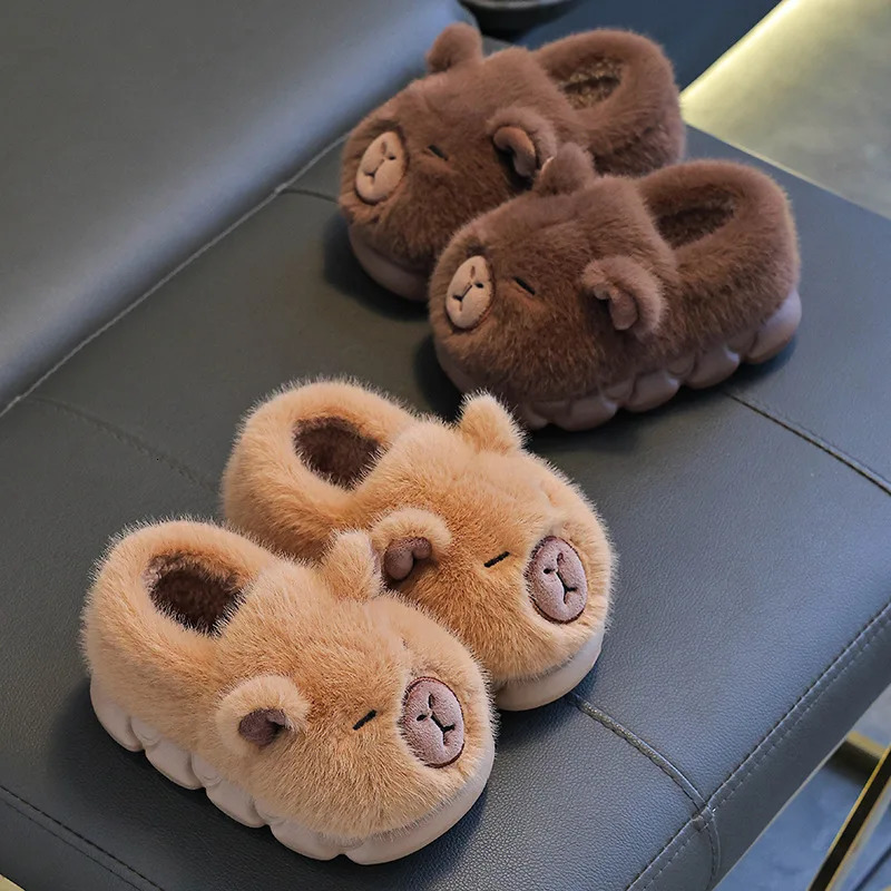 Capybara Childrens Winter Cotton Slippers Boys Girls Cartoon House Slippers Non Slip Comfortable Soft Sole Plush Slippers251020